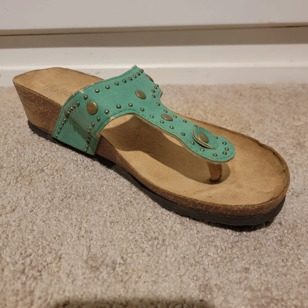 Rialto Brielle Studded Cork Wedge Studded Sandals Size 10
